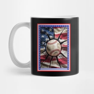 Patriotic Baseball 4th Of July USA American Flag Mug